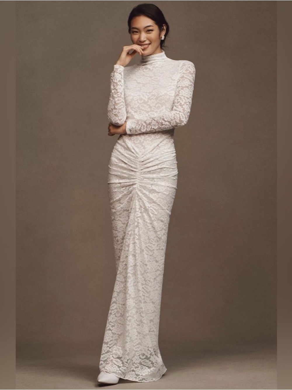 Ronny Kobo Collection Cream Lace Ruched Dress
NWT!
High-Neck
Maxi length